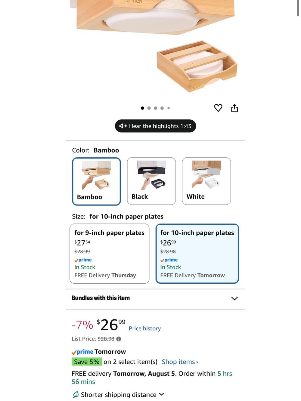 Bamboo Wall-Mounted Paper Plate Dispenser